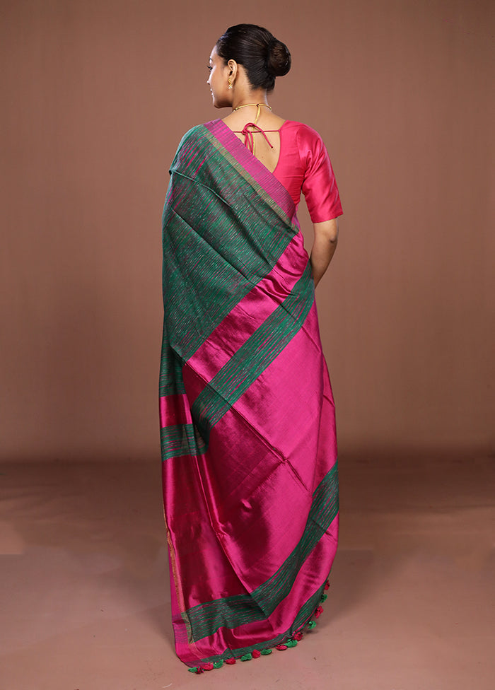 Green Matka Silk Saree With Blouse Piece