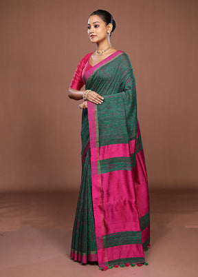 Green Matka Silk Saree With Blouse Piece
