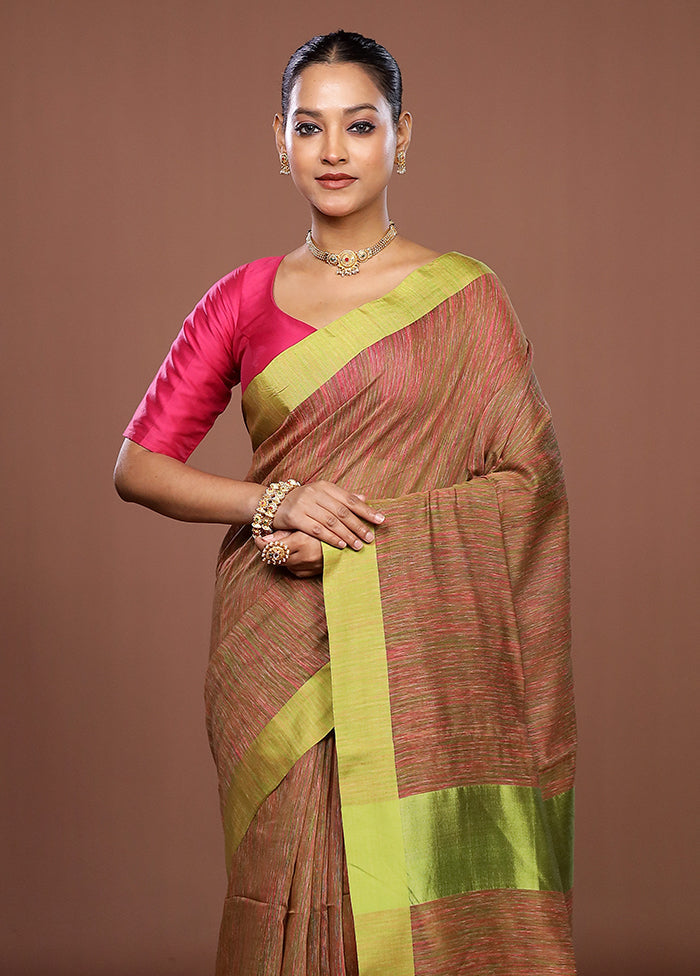 Green Matka Silk Saree With Blouse Piece
