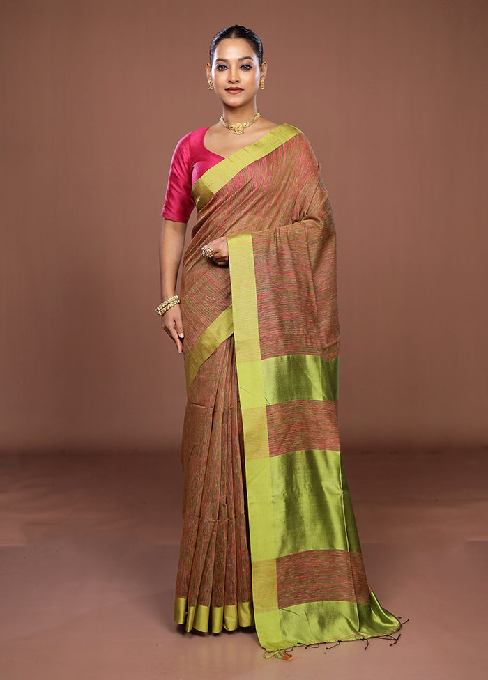 Green Matka Silk Saree With Blouse Piece