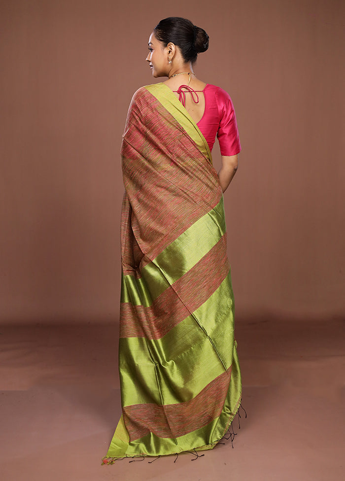 Green Matka Silk Saree With Blouse Piece