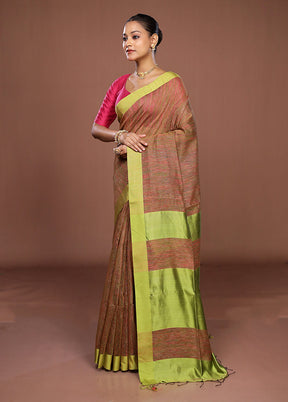 Green Matka Silk Saree With Blouse Piece