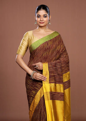 Maroon Matka Silk Saree With Blouse Piece