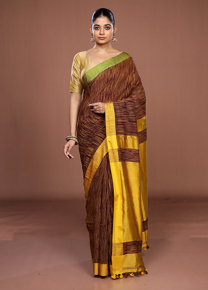 Maroon Matka Silk Saree With Blouse Piece
