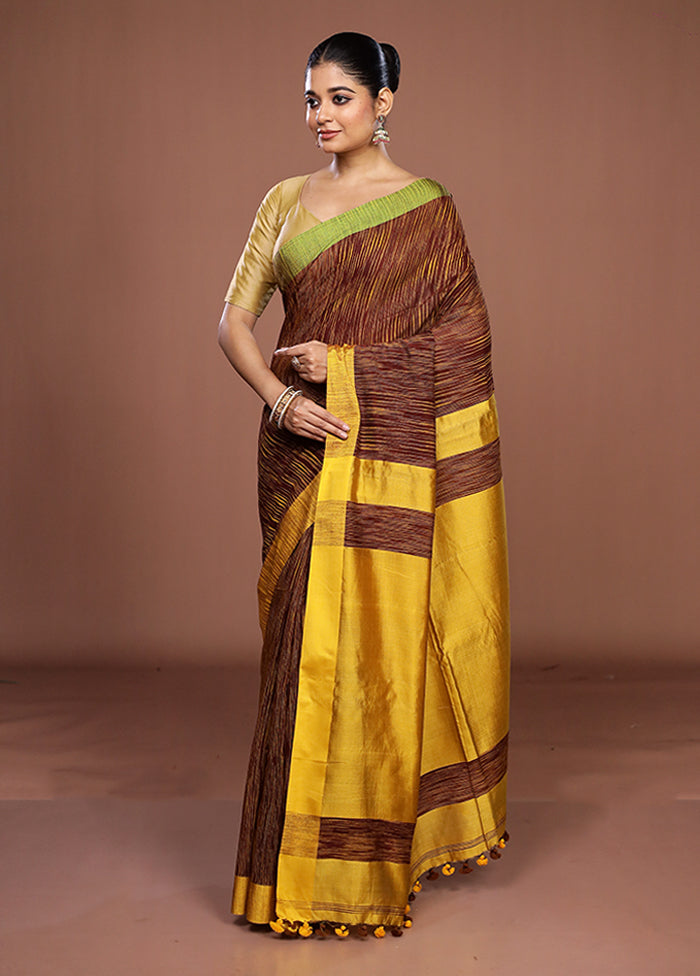 Maroon Matka Silk Saree With Blouse Piece