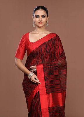 Black Matka Silk Saree With Blouse Piece