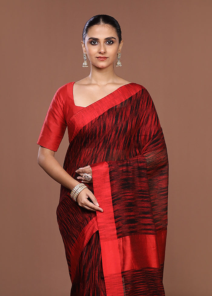 Black Matka Silk Saree With Blouse Piece