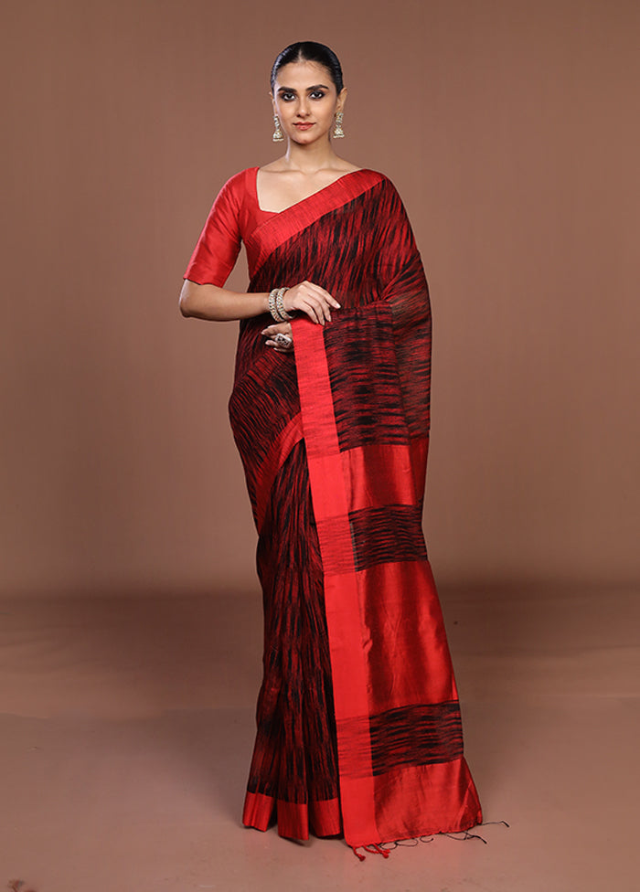 Black Matka Silk Saree With Blouse Piece