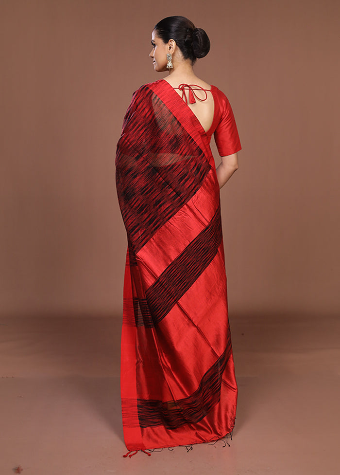 Black Matka Silk Saree With Blouse Piece