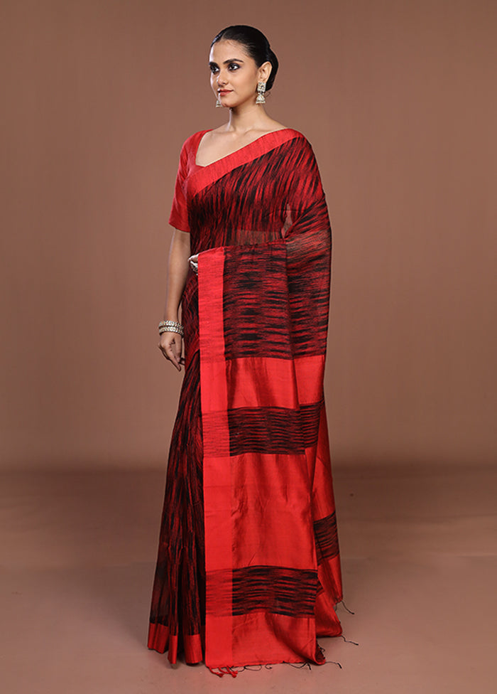 Black Matka Silk Saree With Blouse Piece