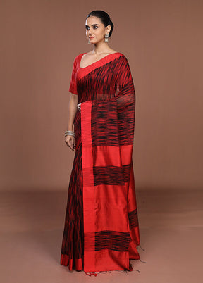 Black Matka Silk Saree With Blouse Piece