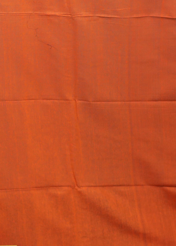 Rust Matka Silk Saree With Blouse Piece