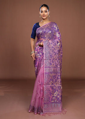 Pink Matka Silk Saree With Blouse Piece