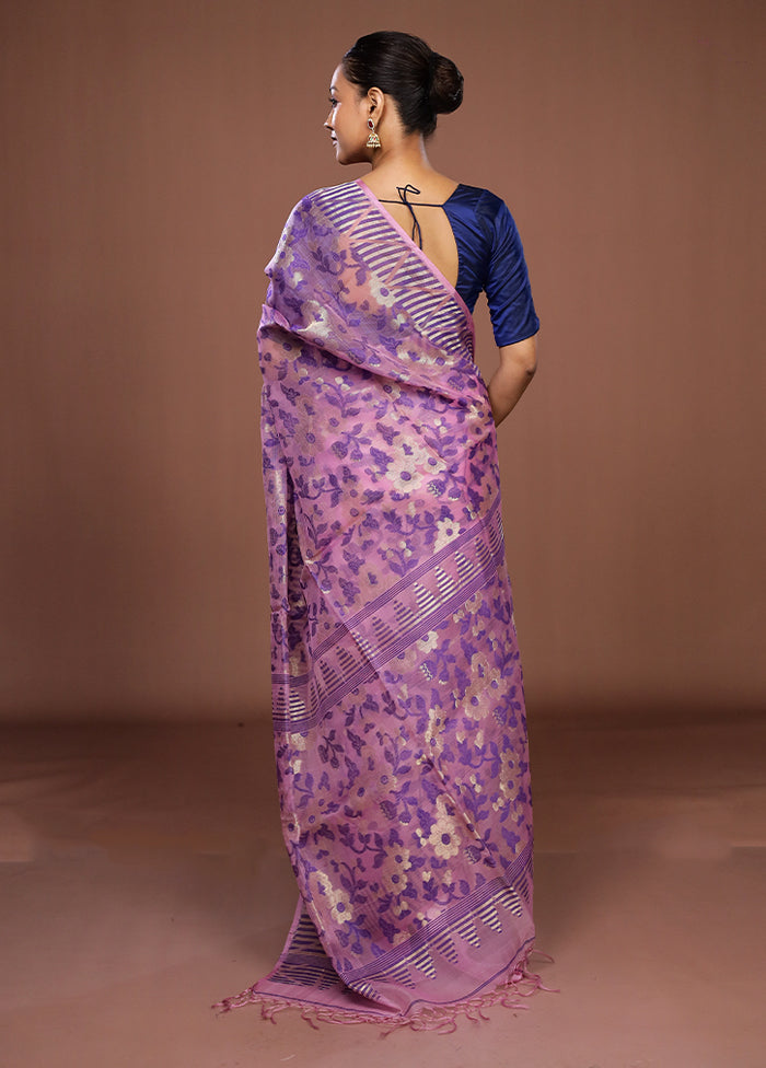 Pink Matka Silk Saree With Blouse Piece