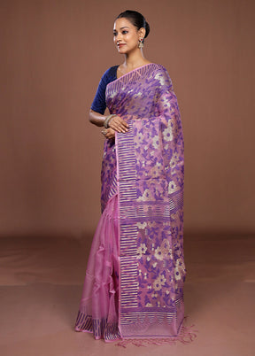 Pink Matka Silk Saree With Blouse Piece