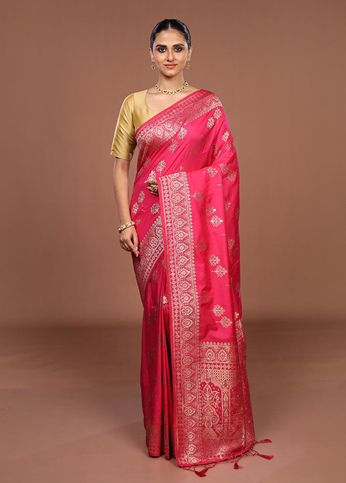 Pink Dupion Silk Saree With Blouse Piece
