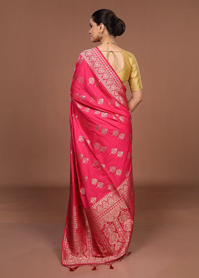Pink Dupion Silk Saree With Blouse Piece