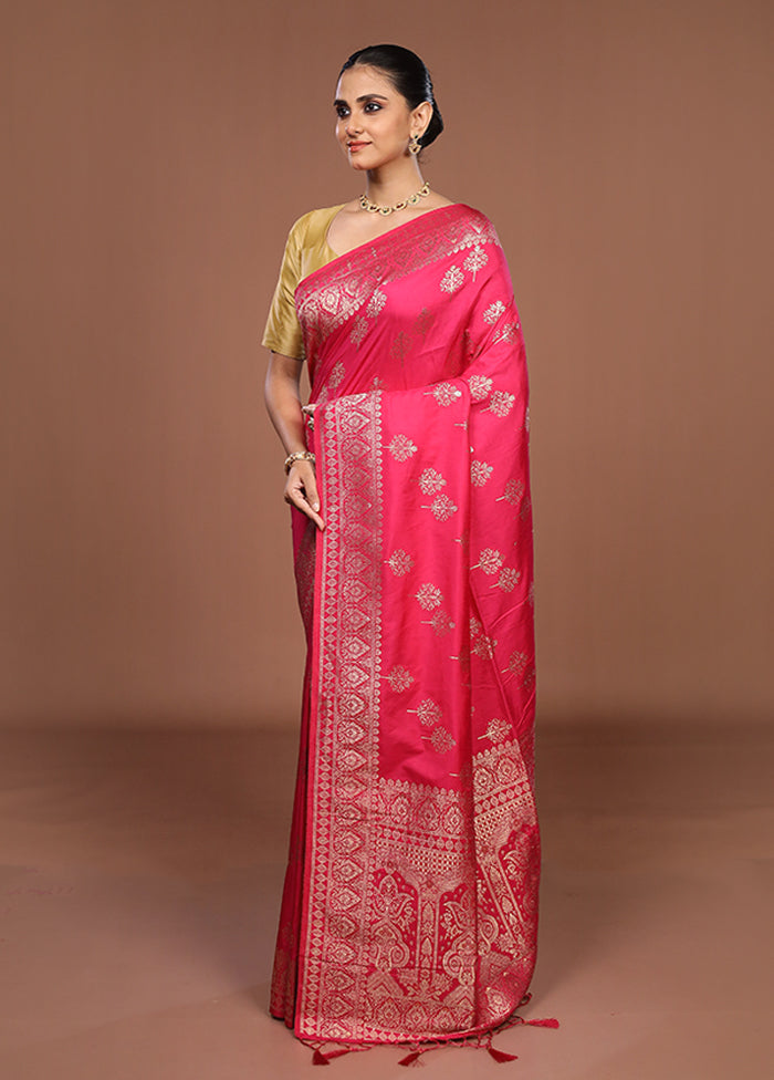 Pink Dupion Silk Saree With Blouse Piece