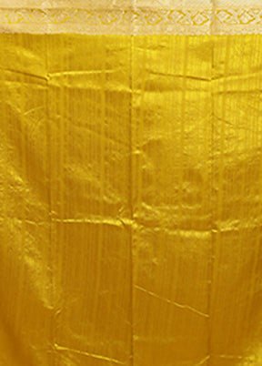 Yellow Dupion Silk Saree With Blouse Piece
