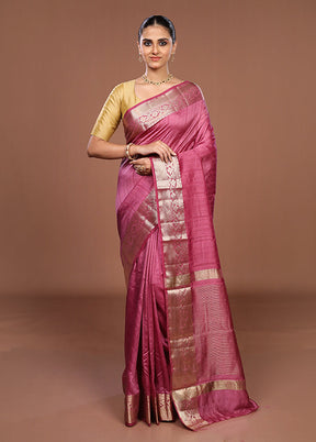 Pink Dupion Silk Saree With Blouse Piece