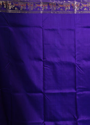 Blue Handloom Baluchari Pure Silk Saree With Blouse Piece