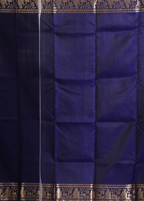 Blue Handloom Baluchari Pure Silk Saree With Blouse Piece