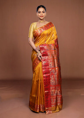 Yellow Handloom Swarnachuri Pure Silk Saree With Blouse Piece