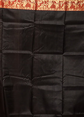 Black Handloom Swarnachuri Pure Silk Saree With Blouse Piece