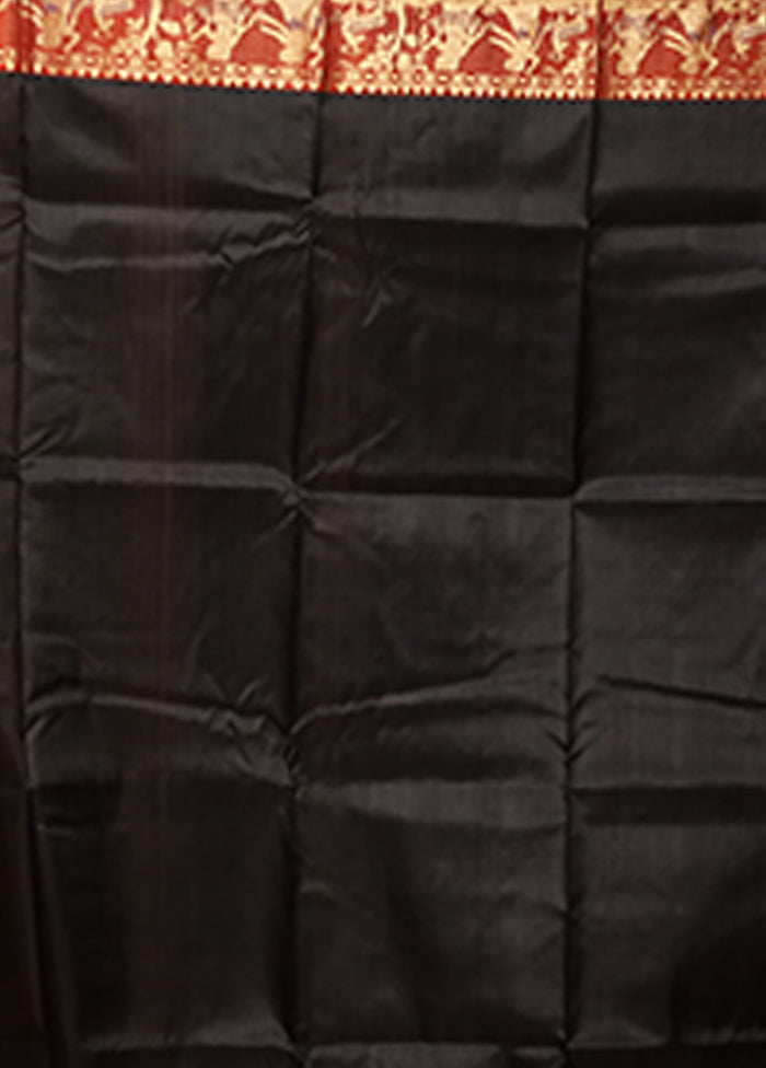 Black Handloom Swarnachuri Pure Silk Saree With Blouse Piece