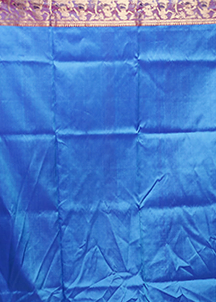 Blue Handloom Swarnachuri Pure Silk Saree With Blouse Piece