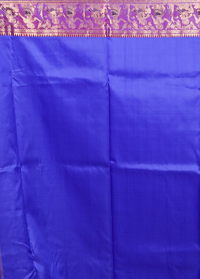 Blue Handloom Swarnachuri Pure Silk Saree With Blouse Piece