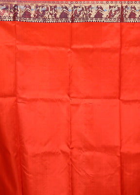 Orange Handloom Swarnachuri Pure Silk Saree With Blouse Piece