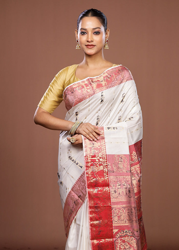 Black Handloom Swarnachuri Pure Silk Saree With Blouse Piece