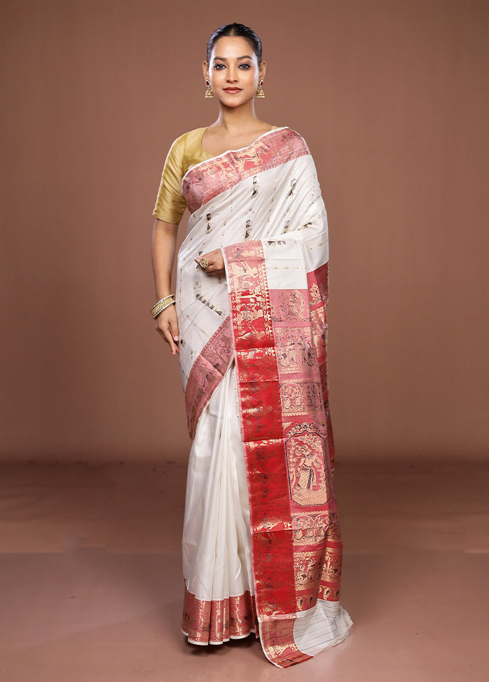 Black Handloom Swarnachuri Pure Silk Saree With Blouse Piece