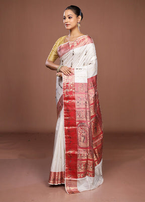 Black Handloom Swarnachuri Pure Silk Saree With Blouse Piece