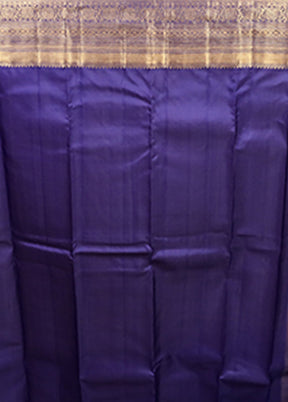 Blue Handloom Kanjivaram Pure Silk Saree With Blouse Piece