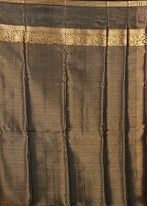 Black Handloom Kanjivaram Pure Silk Saree With Blouse Piece