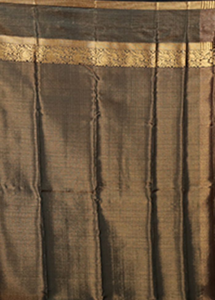 Black Handloom Kanjivaram Pure Silk Saree With Blouse Piece