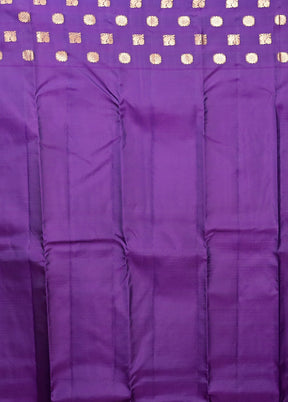 Purple Handloom Kanjivaram Pure Silk Saree With Blouse Piece