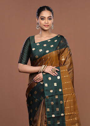 Yellow Handloom Kanjivaram Pure Silk Saree With Blouse Piece