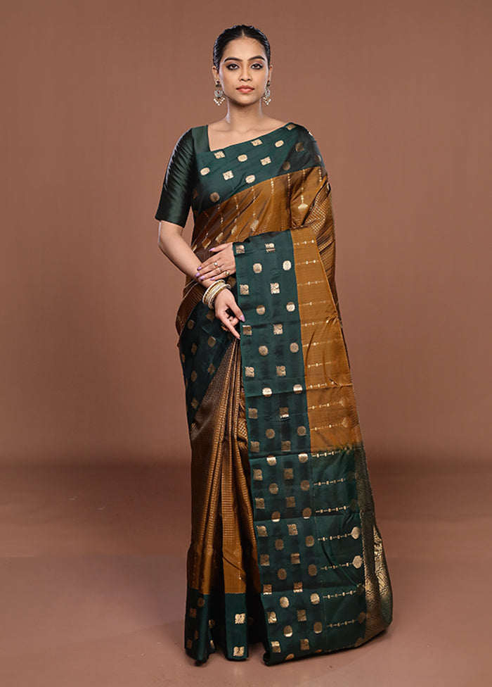 Yellow Handloom Kanjivaram Pure Silk Saree With Blouse Piece