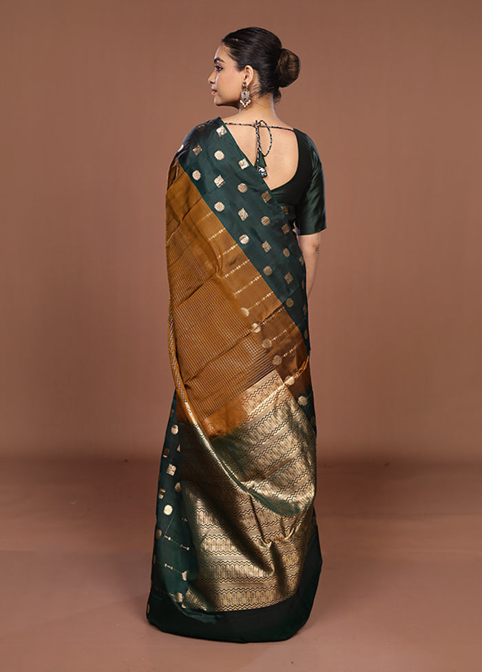 Yellow Handloom Kanjivaram Pure Silk Saree With Blouse Piece