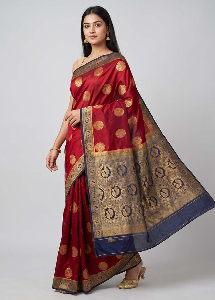Green Dupion Silk Saree With Blouse Piece