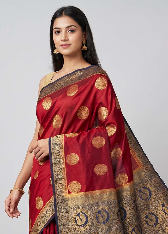 Green Dupion Silk Saree With Blouse Piece