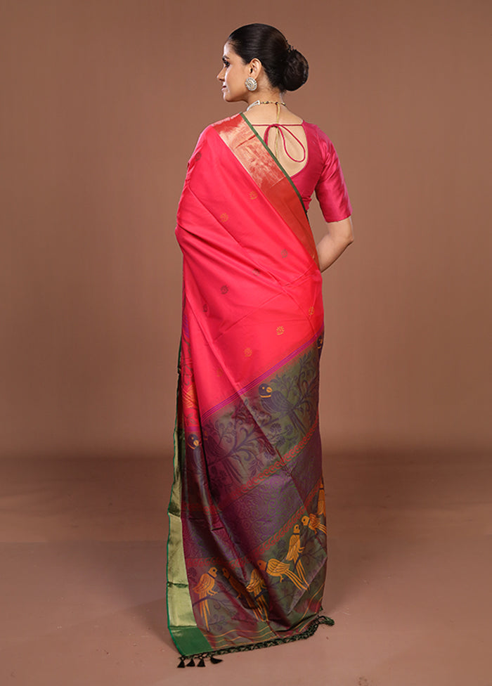 Pink Dupion Silk Saree With Blouse Piece
