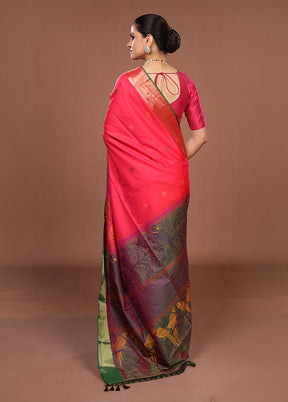 Pink Dupion Silk Saree With Blouse Piece