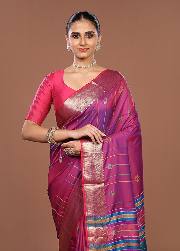 Pink Dupion Silk Saree With Blouse Piece