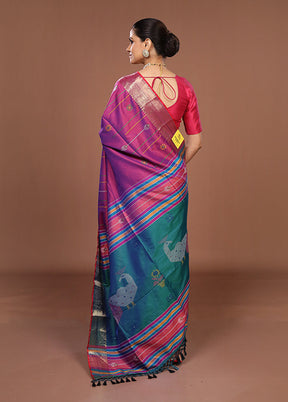 Pink Dupion Silk Saree With Blouse Piece