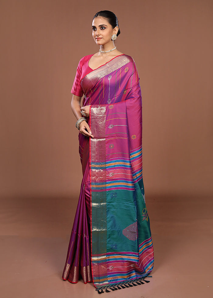 Pink Dupion Silk Saree With Blouse Piece