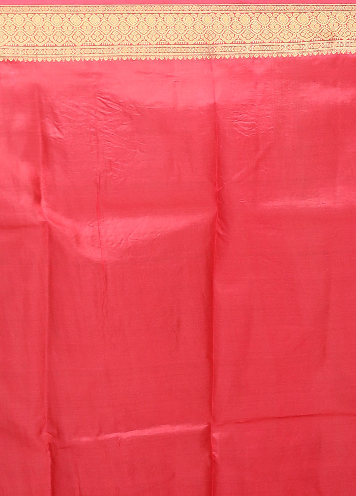 Pink Printed Pure Silk Saree Without Blouse Piece